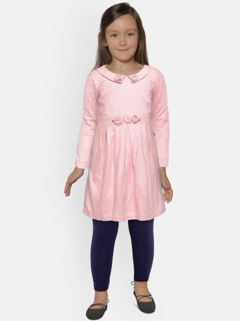 

Peppermint Girls Pink & Navy Blue Fit & Flare Dress