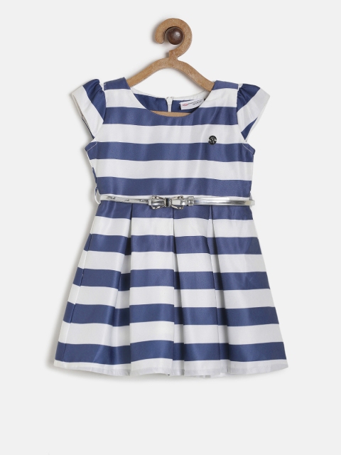 

Peppermint Girls Navy Blue & White Fit and Flare Dress