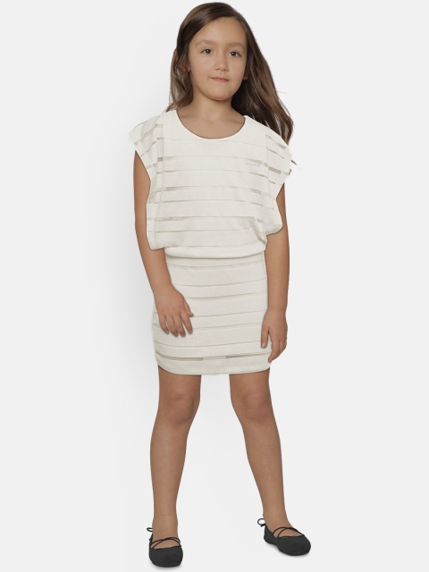 

Peppermint Girls Off-White Drop-Waist Dress