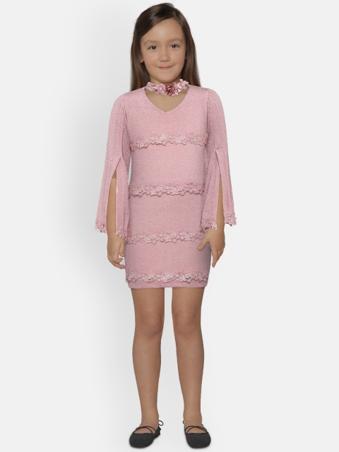 

Peppermint Girls Pink Embellished Sheath Dress