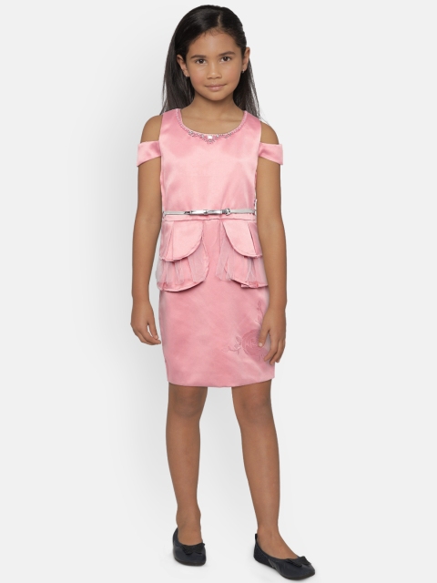 

Peppermint Girls Pink Embellished Peplum Dress