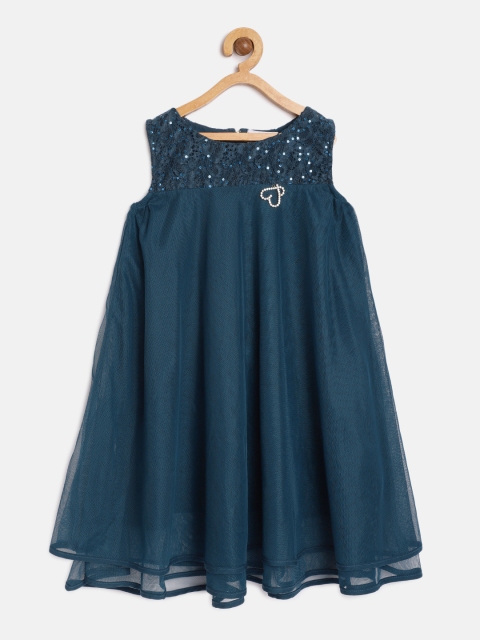 

Peppermint Girls Blue Embellished A-Line Dress