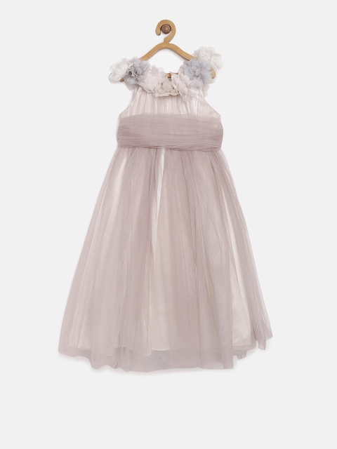 

Peppermint Girls Mauve Self Design Fit and Flare Dress