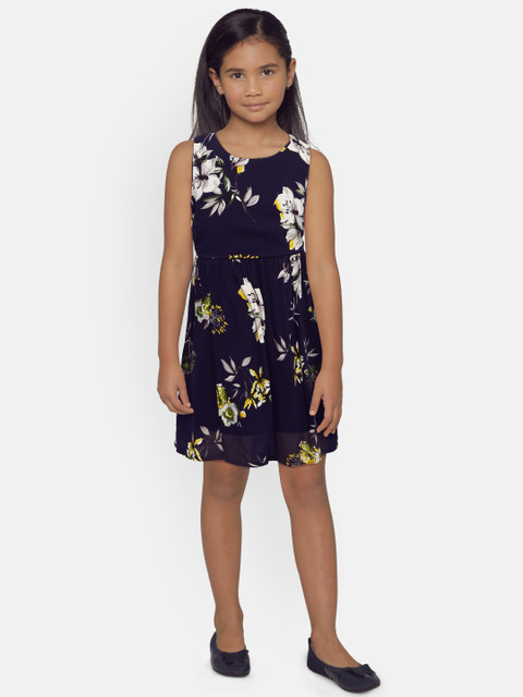 

Peppermint Girls Navy Blue Fit and Flare Dress