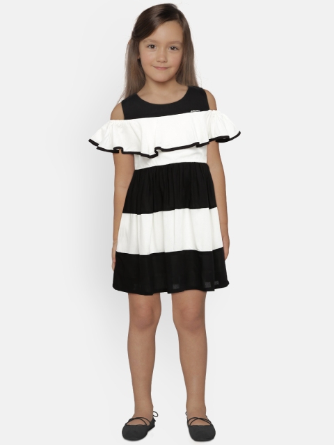 

Peppermint Girls Black & White Striped Fit and Flare Dress