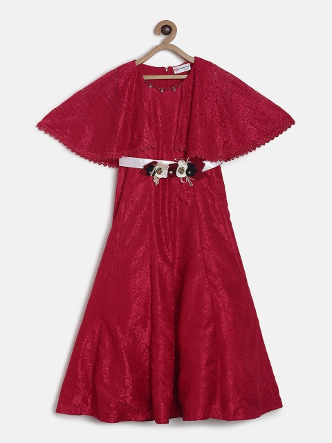 

Peppermint Girls Red Self Design Maxi Dress