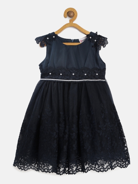 

Peppermint Girls Navy Blue Embellished Fit and Flare Dress