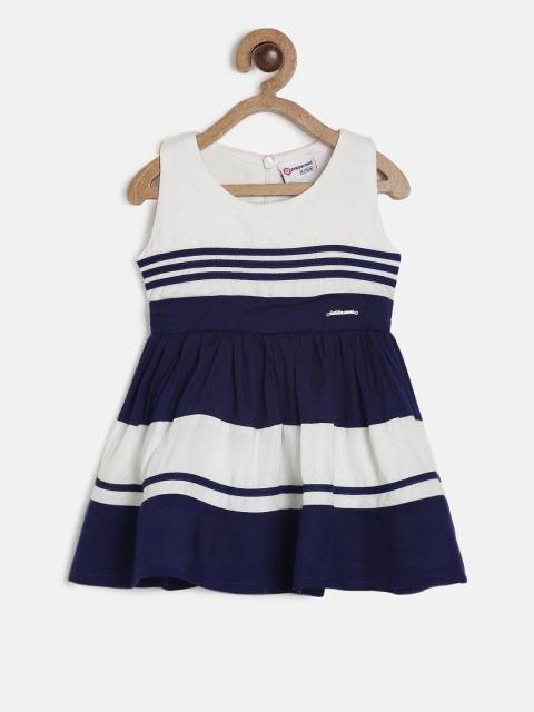 

Peppermint Girls Navy Blue & White Fit and Flare Dress