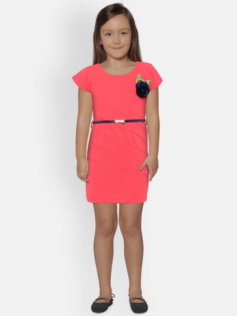 

Peppermint Girls Peach-Coloured Self Design Sheath Dress