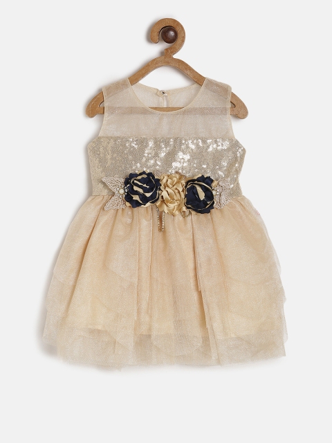 

Peppermint Girls Gold-Toned Fit and Flare Dress