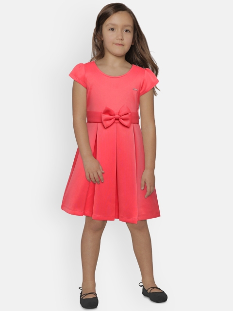

Peppermint Girls Pink Solid Fit and Flare Dress