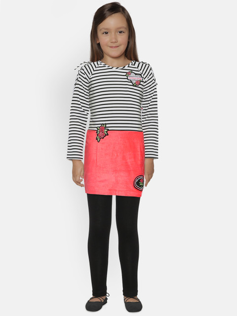 

Peppermint Girls White & Pink Striped A-Line Dress