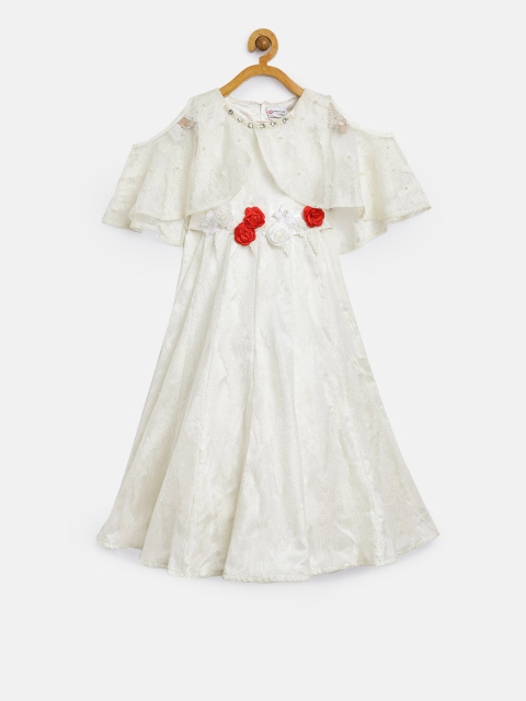 

Peppermint Girls Off-White Embellished Fit and Flare Dress