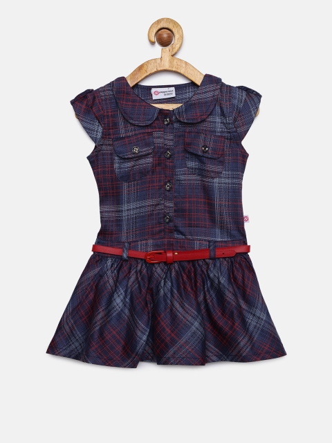 

Peppermint Girls Navy Blue & Red Printed Shirt Dress