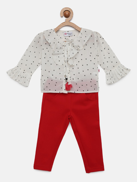 

Peppermint Girls Off-White Printed Top With Jeggings