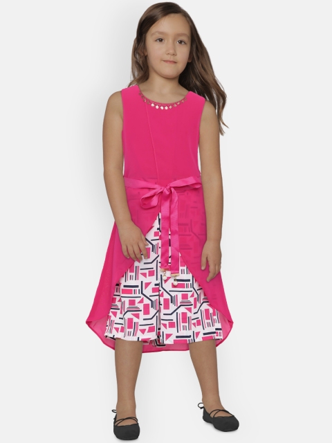 

Peppermint Girls Pink & White Solid Top with Palazzos