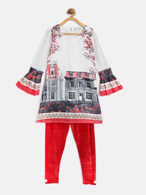 

Peppermint Girls White & Red Printed Tunic with Leggings