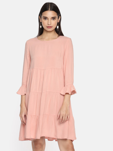 

Vero Moda Women Pink Solid A-Line Dress