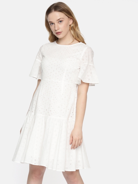 

Vero Moda Women White Self Design A-Line Dress