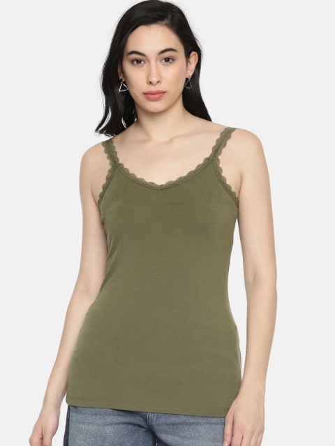 

Vero Moda Women Green Solid Camisole Top