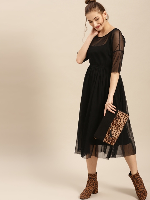 

AKS Couture Women Black Solid A-Line Dress
