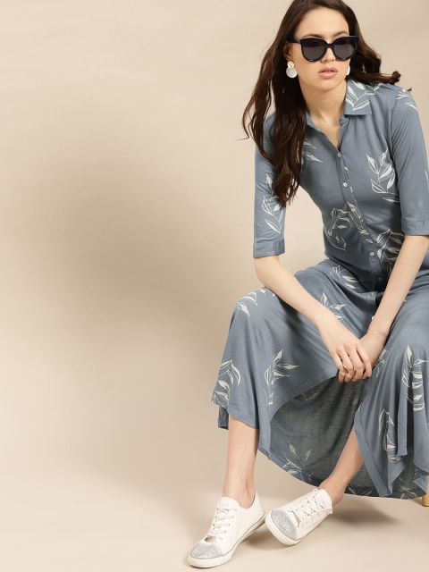 

AKS Couture Women Grey Printed Maxi Dress