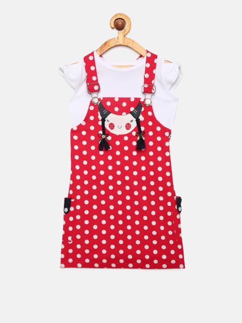 

Peppermint Girls Red & White Pinafore Dress with T-shirt