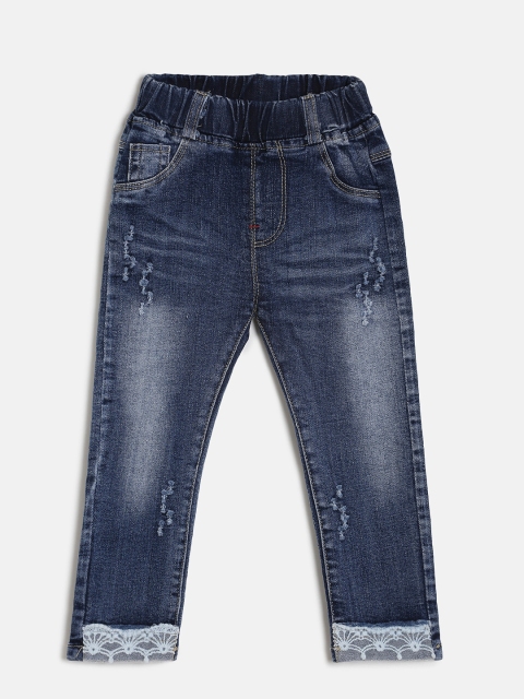 

Peppermint Girls Navy Blue Washed Mid-Rise Jeggings