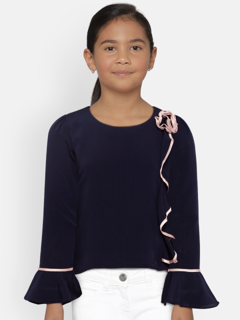 

Peppermint Girls Navy Blue Solid Top