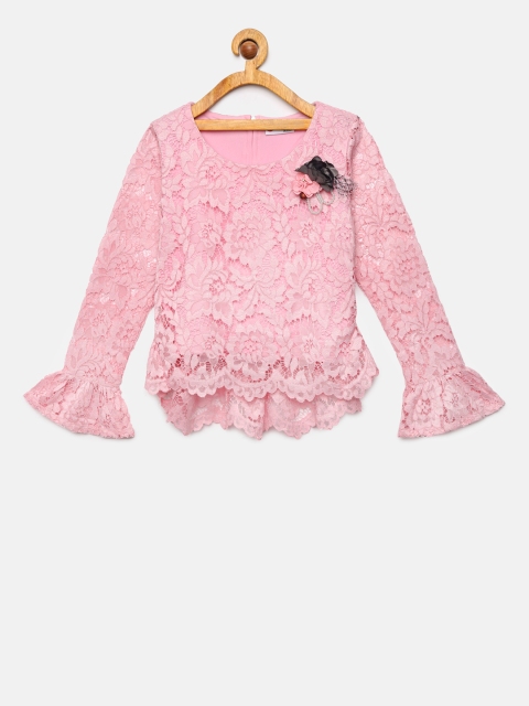 

Peppermint Girls Pink Self Design Top