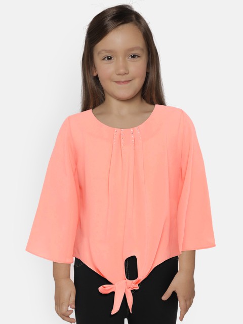 

Peppermint Girls Peach-Coloured Solid Top