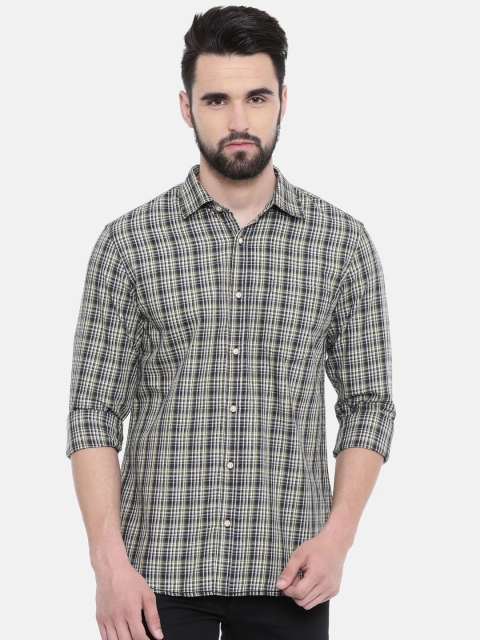 

IMYOUNG Men Green Slim Fit Checked Casual Shirt