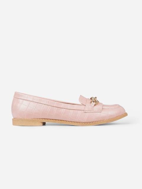 

DOROTHY PERKINS Women Peach-Coloured Textured Loafers