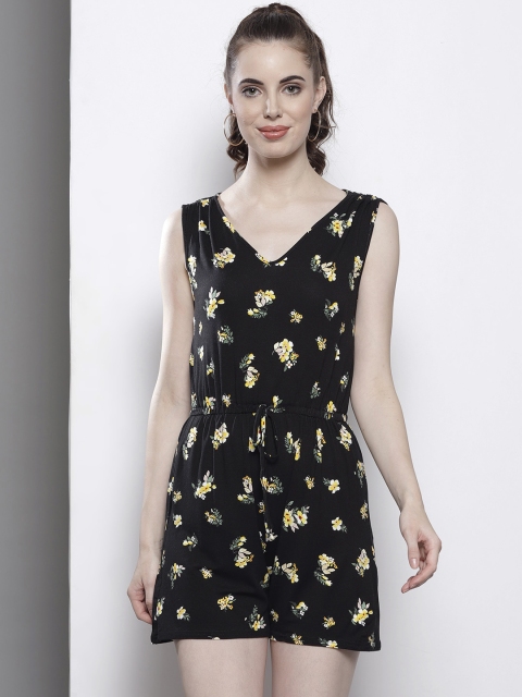 

DOROTHY PERKINS Black & Yellow Printed Playsuit