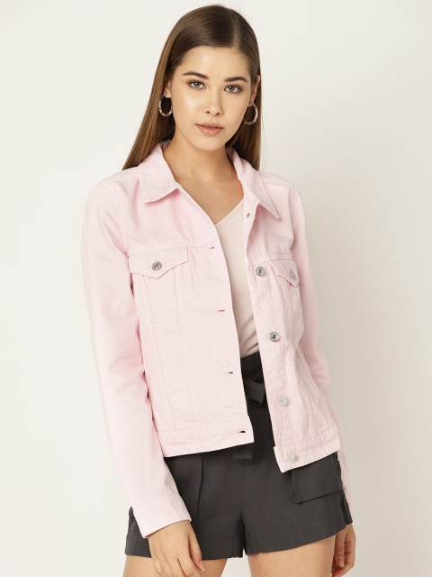 

MANGO Women Pink Solid Denim Jacket