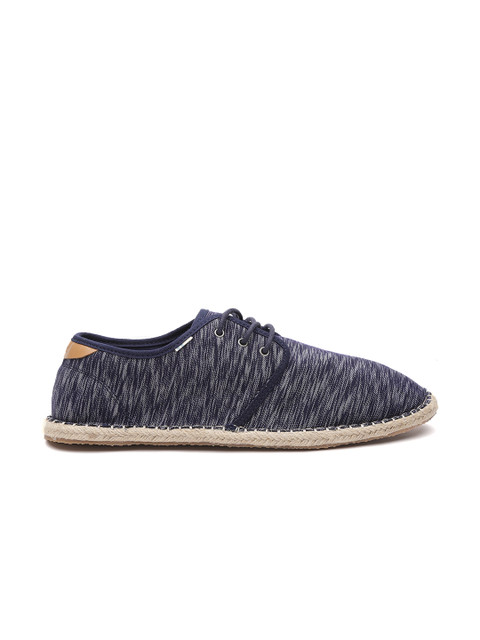 

TOMS Men Navy Blue & Grey Woven Design Lace-Up Espadrilles