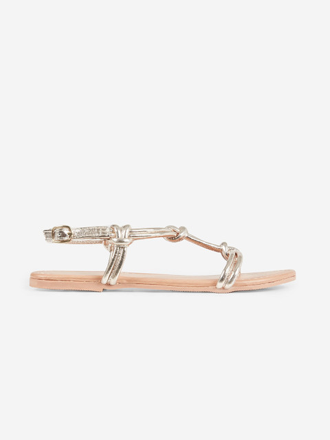

DOROTHY PERKINS Women Gold-Toned Solid Open Toe Flats