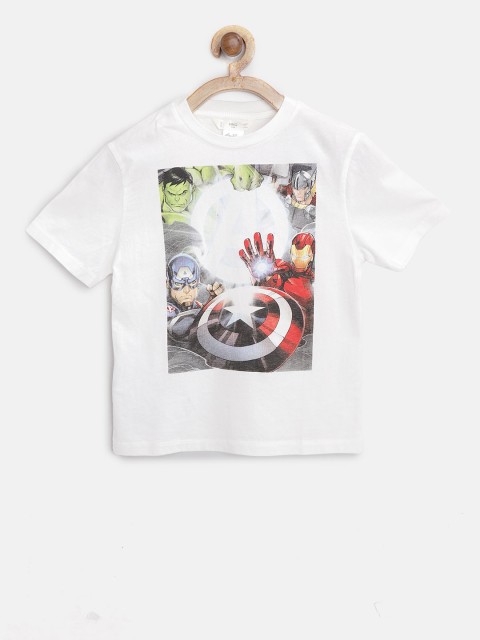 

Mango Kids Boys White Printed Round Neck T-shirt