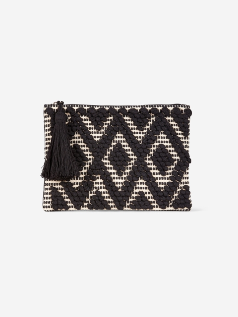 

DOROTHY PERKINS Black & Off-White Woven Design Clutch