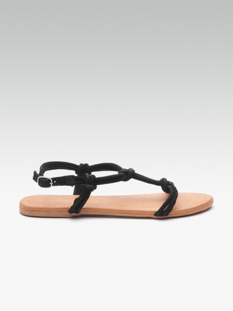 

DOROTHY PERKINS Women Black Solid Suede Open Toe Flats