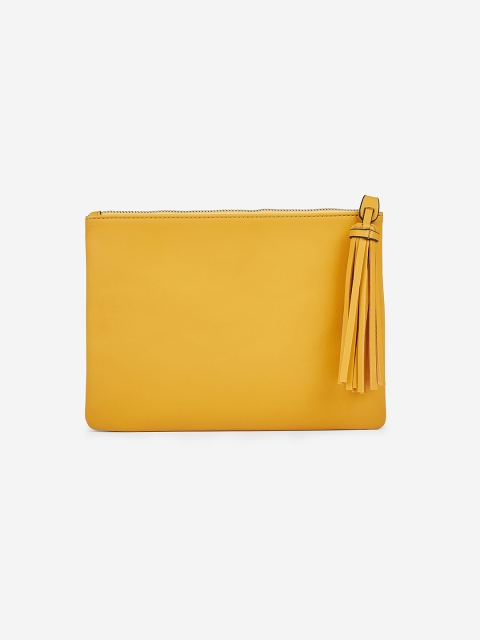 

DOROTHY PERKINS Mustard Yellow Solid Tasselled Purse