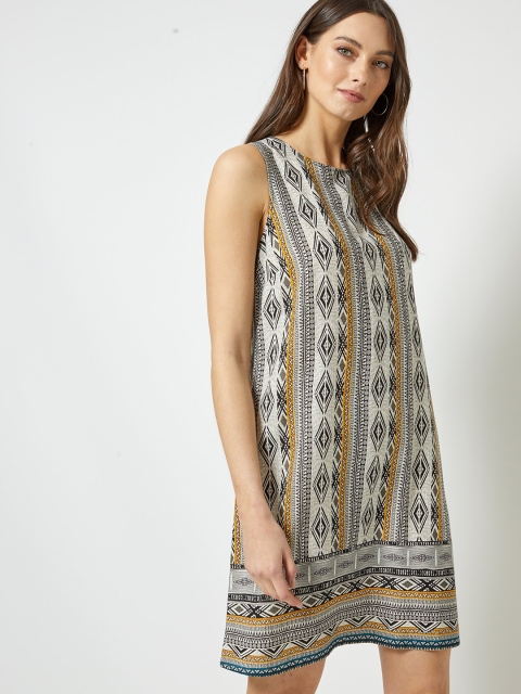 

DOROTHY PERKINS Women Off-White & Black Printed Shift Dress