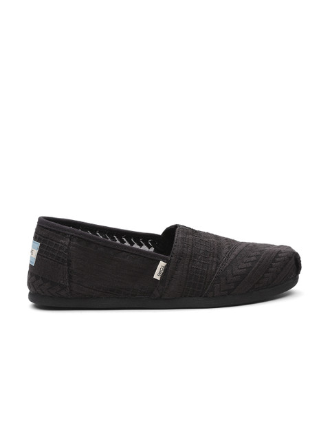 

TOMS Women Black Embroidered Slip-On Sneakers