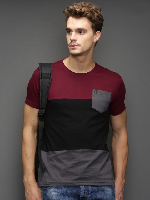 

Moda Rapido Maroon & Black T-shirt