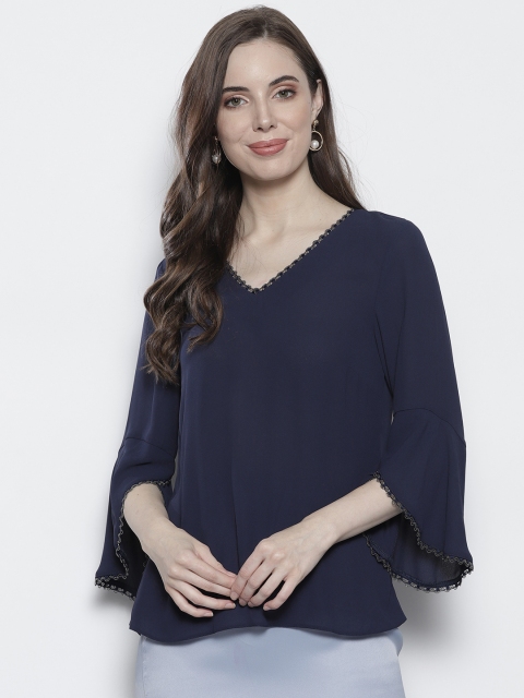 

DOROTHY PERKINS Women Navy Blue Solid Top
