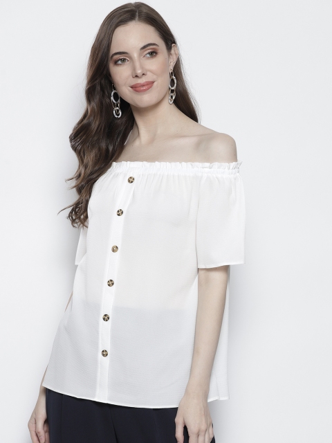 

DOROTHY PERKINS Women White Solid Bardot Top