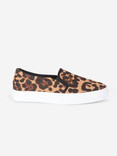 

DOROTHY PERKINS Women Brown & Black Printed Slip-On Sneakers