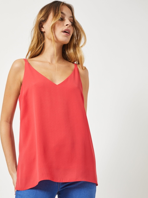 

DOROTHY PERKINS Women Petite Coral Red Solid A-Line Top