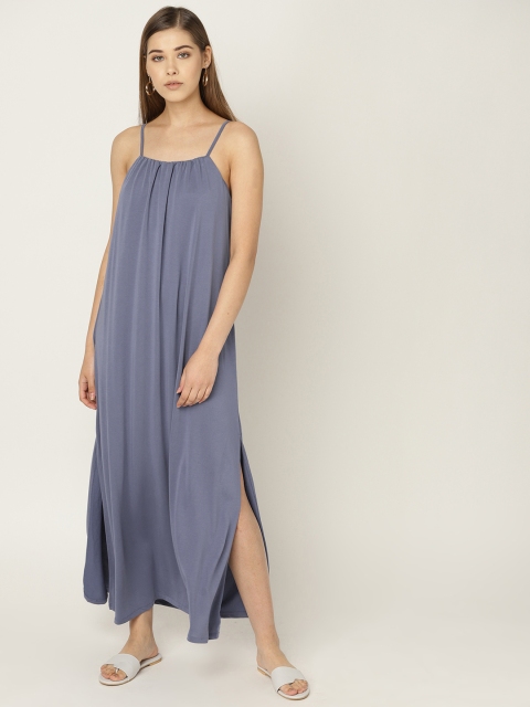 

MANGO Women Blue Solid Maxi Dress