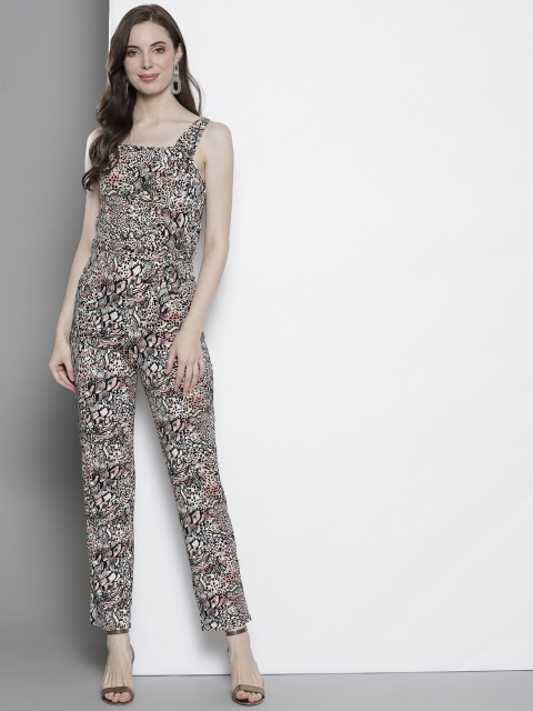 

DOROTHY PERKINS Women Peach-Coloured & Black Animal Print Basic Jumpsuit